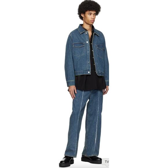 NEW Jieda Cutting Wide Denim Indigo Split Seam Jeans Japan Size 4 US Size 32 - Picture 2 of 16